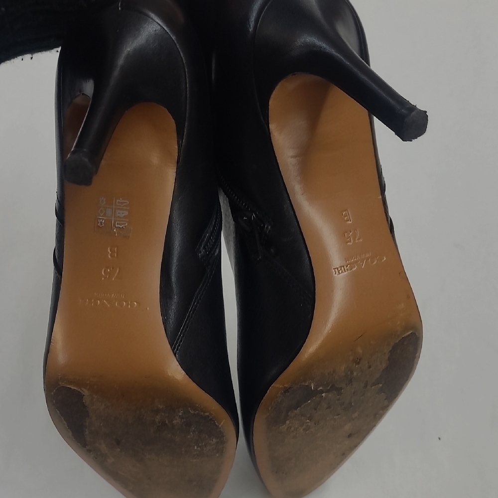 Coach Black Leather Pointed Toe Boots Size 7.5 - Picture 10 of 11